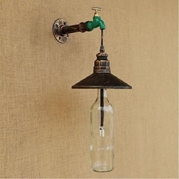 Lámpara de pared Edison retro decorativa con forma de pipa de agua y botella de vino