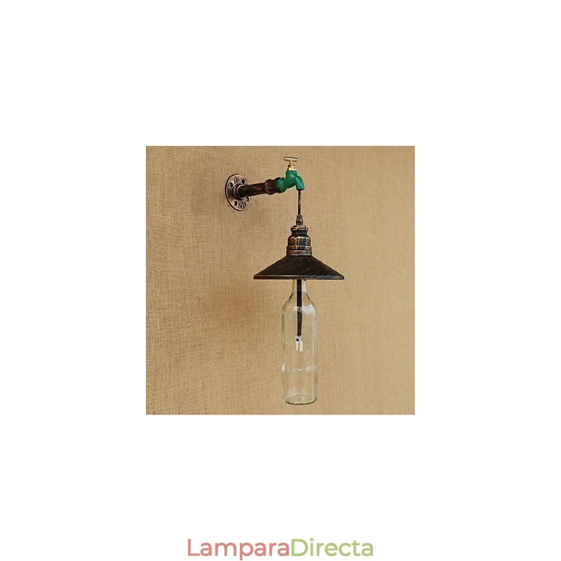Lámpara de pared Edison retro decorativa con forma de pipa de agua y botella de vino