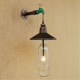 Lámpara de pared Edison retro decorativa con forma de pipa de agua y botella de vino
