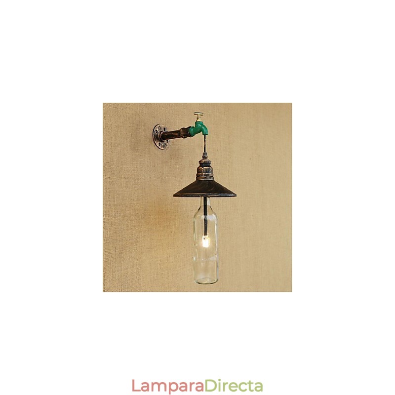 Lámpara de pared Edison retro decorativa con forma de pipa de agua y botella de vino