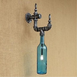 Aplique de pared rústico plateado con iluminación ambiental