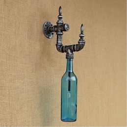 Aplique de pared rústico plateado con iluminación ambiental