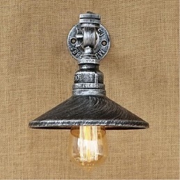 Aplique de pared con luz ambiental de estilo rústico tipo cabaña, color plateado