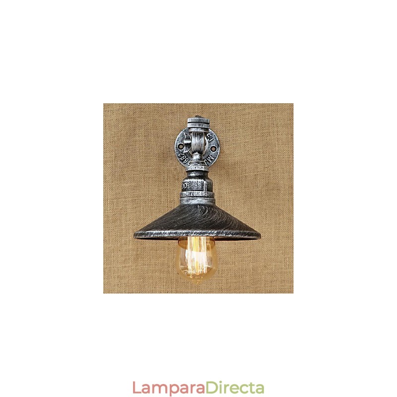 Aplique de pared con luz ambiental de estilo rústico tipo cabaña, color plateado