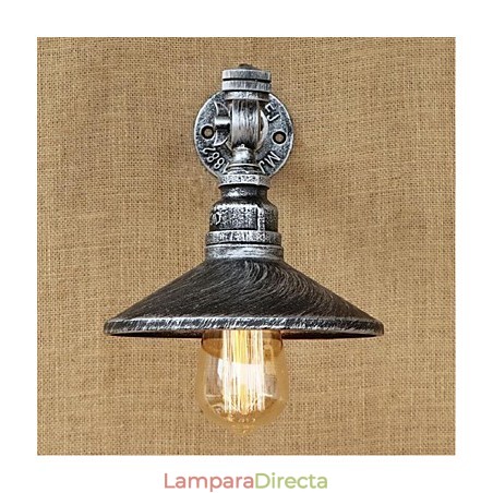 Aplique de pared con luz ambiental de estilo rústico tipo cabaña, color plateado Aplique de pared con luz ambiental de estilo rústico tipo cabaña, color plateado