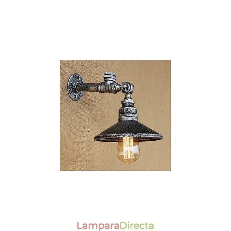 Aplique de pared con luz ambiental de estilo rústico tipo cabaña, color plateado