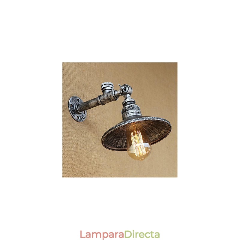 Aplique de pared con luz ambiental de estilo rústico tipo cabaña, color plateado