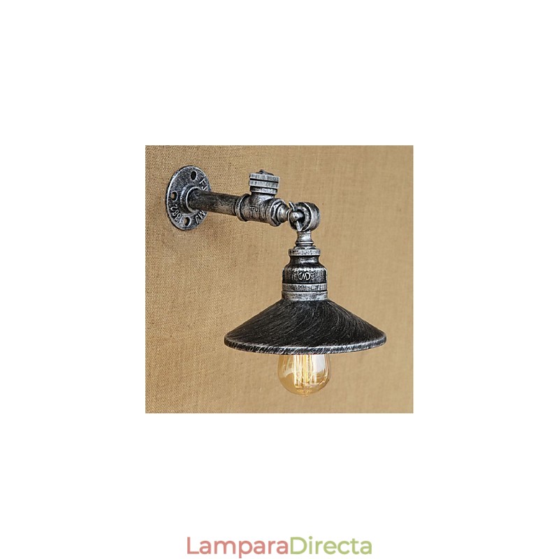 Aplique de pared con luz ambiental de estilo rústico tipo cabaña, color plateado