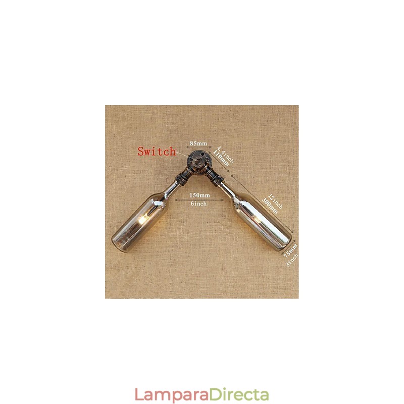 Lámpara de pared estilo retro americano con diseño de botella de agua, estilo industrial creativo, color gris