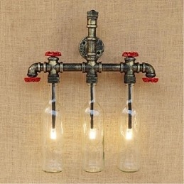 Lámpara de pared con interruptor de viento industrial retro para botella de agua