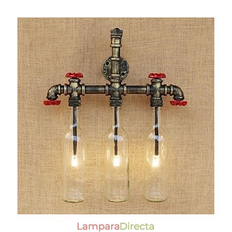 Lámpara de pared con interruptor de viento industrial retro para botella de agua Lámpara de pared con interruptor de viento industrial retro para botella de agua
