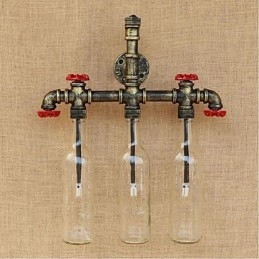 Lámpara de pared con interruptor de viento industrial retro para botella de agua