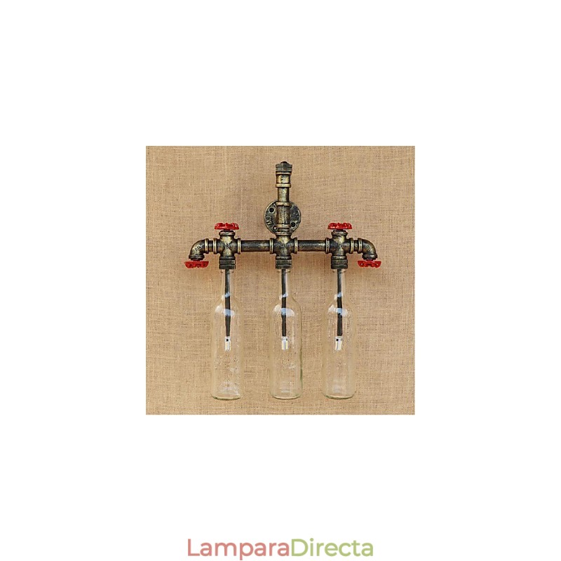 Lámpara de pared con interruptor de viento industrial retro para botella de agua