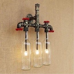 Lámpara de pared con interruptor de viento industrial retro para botella de agua