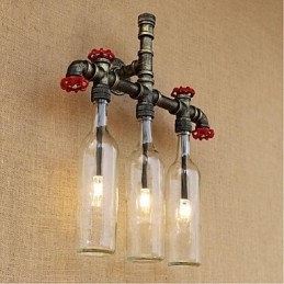 Lámpara de pared con interruptor de viento industrial retro para botella de agua