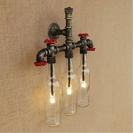 Lámpara de pared con interruptor de viento industrial retro para botella de agua