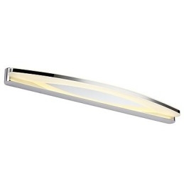 Aplique de pared moderno y contemporáneo en cromo para iluminación ambiental de baño.