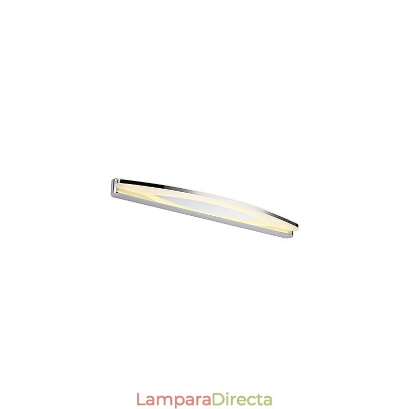 Aplique de pared moderno y contemporáneo en cromo para iluminación ambiental de baño.