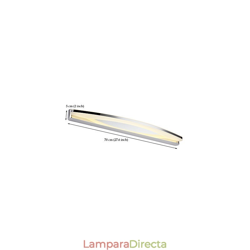 Aplique de pared moderno y contemporáneo en cromo para iluminación ambiental de baño.