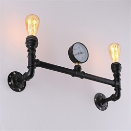 Lámparas de pared de tubo industriales vintage, luces creativas negras, iluminación decorativa para restaurante, cafetería y bar, con acabado pintado de 2 luces.