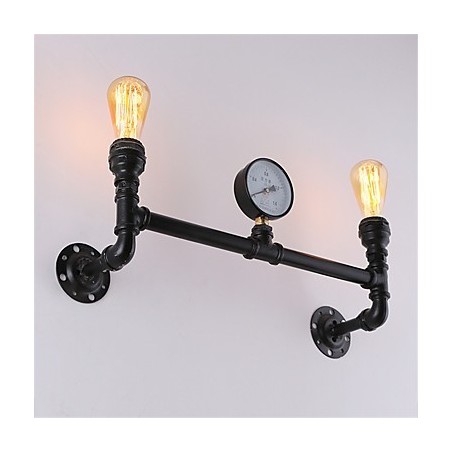 Lámparas de pared de tubo industriales vintage, luces creativas negras, iluminación decorativa para restaurante, cafetería y bar, con acabado pintado de 2 luces. Lámparas de pared de tubo industriales vintage, luces creativas negras, iluminación decorativa para restaurante, cafetería y bar, con acabado pintado de 2 luces.