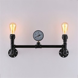 Lámparas de pared de tubo industriales vintage, luces creativas negras, iluminación decorativa para restaurante, cafetería y bar, con acabado pintado de 2 luces.