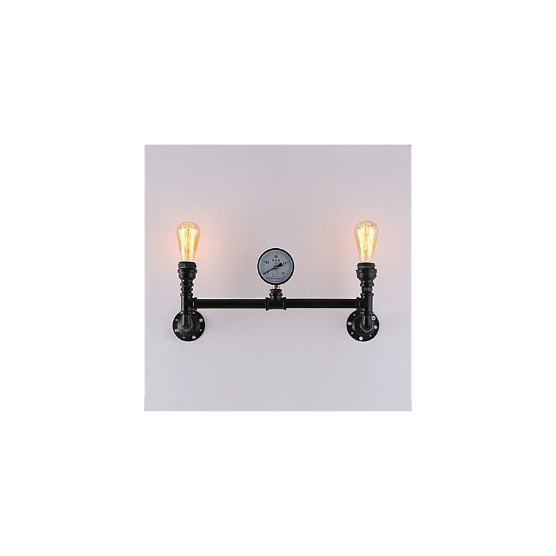 Lámparas de pared de tubo industriales vintage, luces creativas negras, iluminación decorativa para restaurante, cafetería y bar, con acabado pintado de 2 luces.