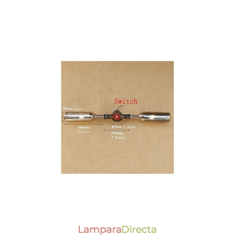 Lámpara de pared estilo retro americano con diseño de botella de agua, estilo industrial creativo, color gris