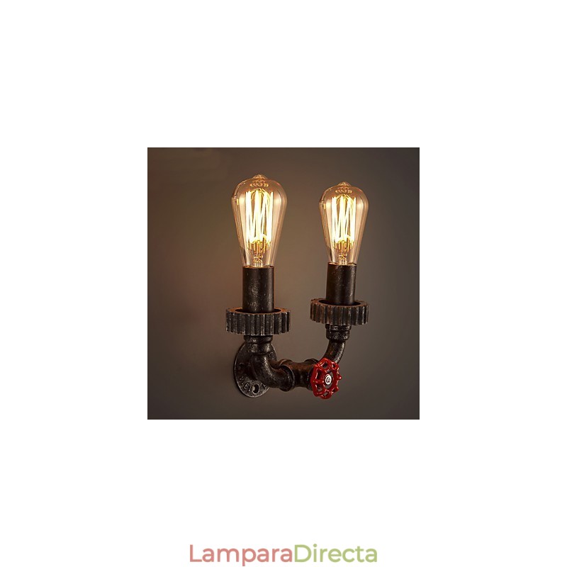 Lámparas de pared de metal industriales vintage de 2 cabezales para decoración de restaurantes, cafeterías y bares.