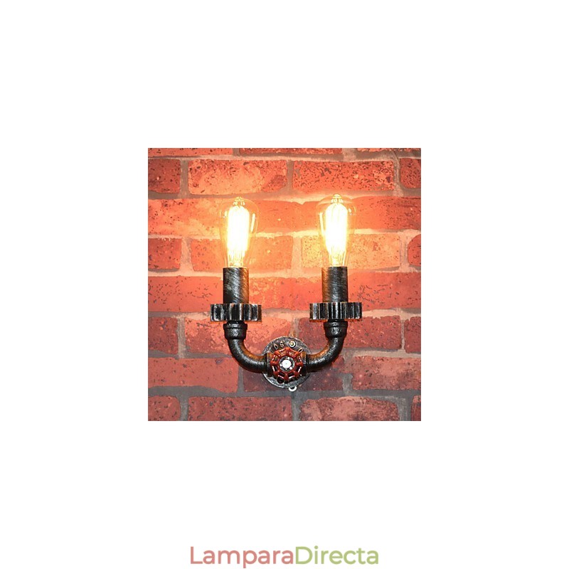 Lámparas de pared de metal industriales vintage de 2 cabezales para decoración de restaurantes, cafeterías y bares.