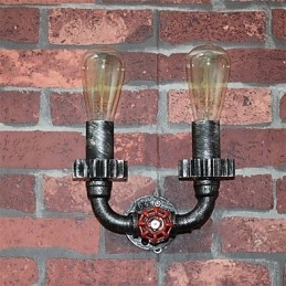 Lámparas de pared de metal industriales vintage de 2 cabezales para decoración de restaurantes, cafeterías y bares.