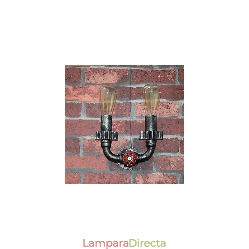 Lámparas de pared de metal industriales vintage de 2 cabezales para decoración de restaurantes, cafeterías y bares.