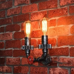 Lámparas de pared de metal industriales vintage de 2 cabezales para decoración de restaurantes, cafeterías y bares.
