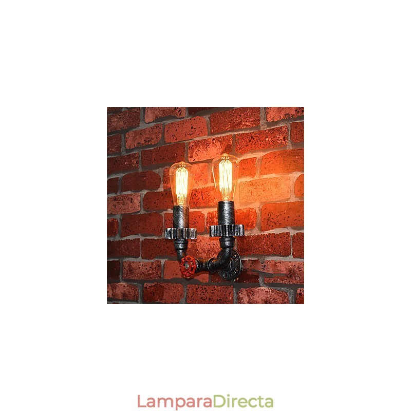 Lámparas de pared de metal industriales vintage de 2 cabezales para decoración de restaurantes, cafeterías y bares.