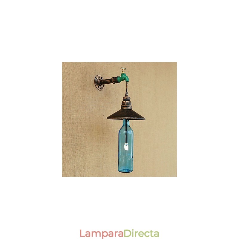 Lámpara de pared con forma de botella de tubo de hierro para decoración de hotel o bar retro