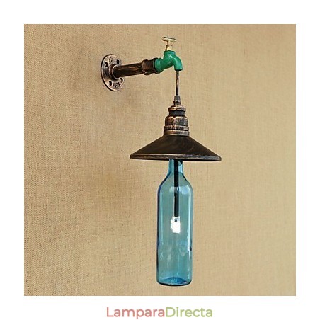 Lámpara de pared con forma de botella de tubo de hierro para decoración de hotel o bar retro Lámpara de pared con forma de botella de tubo de hierro para decoración de hotel o bar retro