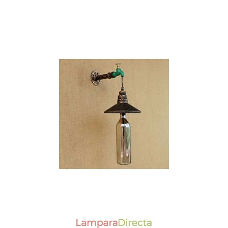 Lámpara de pared con forma de botella de tubo de hierro para decoración de hotel o bar retro