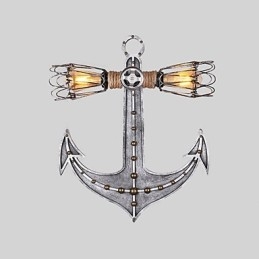 Lámparas de pared industriales vintage de madera con forma de ancla de barco, iluminación creativa para decoración de restaurantes, cafeterías y bares.