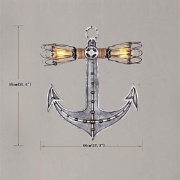 Lámparas de pared industriales vintage de madera con forma de ancla de barco, iluminación creativa para decoración de restaurantes, cafeterías y bares.