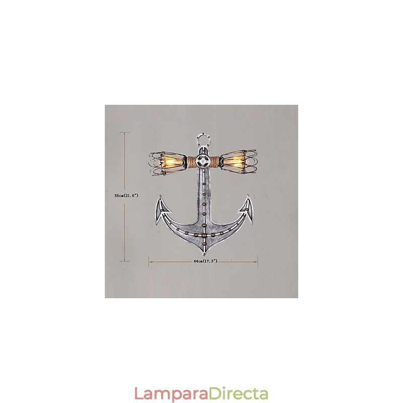 Lámparas de pared industriales vintage de madera con forma de ancla de barco, iluminación creativa para decoración de restaurantes, cafeterías y bares.