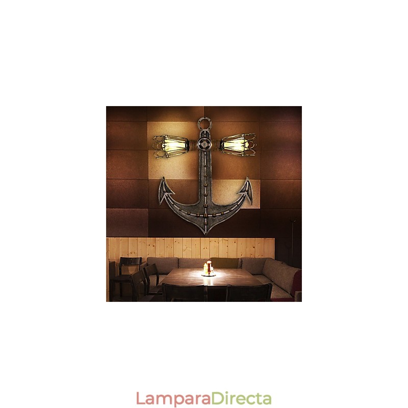 Lámparas de pared industriales vintage de madera con forma de ancla de barco, iluminación creativa para decoración de restaurantes, cafeterías y bares.