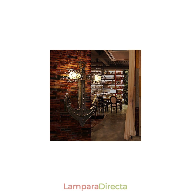 Lámparas de pared industriales vintage de madera con forma de ancla de barco, iluminación creativa para decoración de restaurantes, cafeterías y bares.