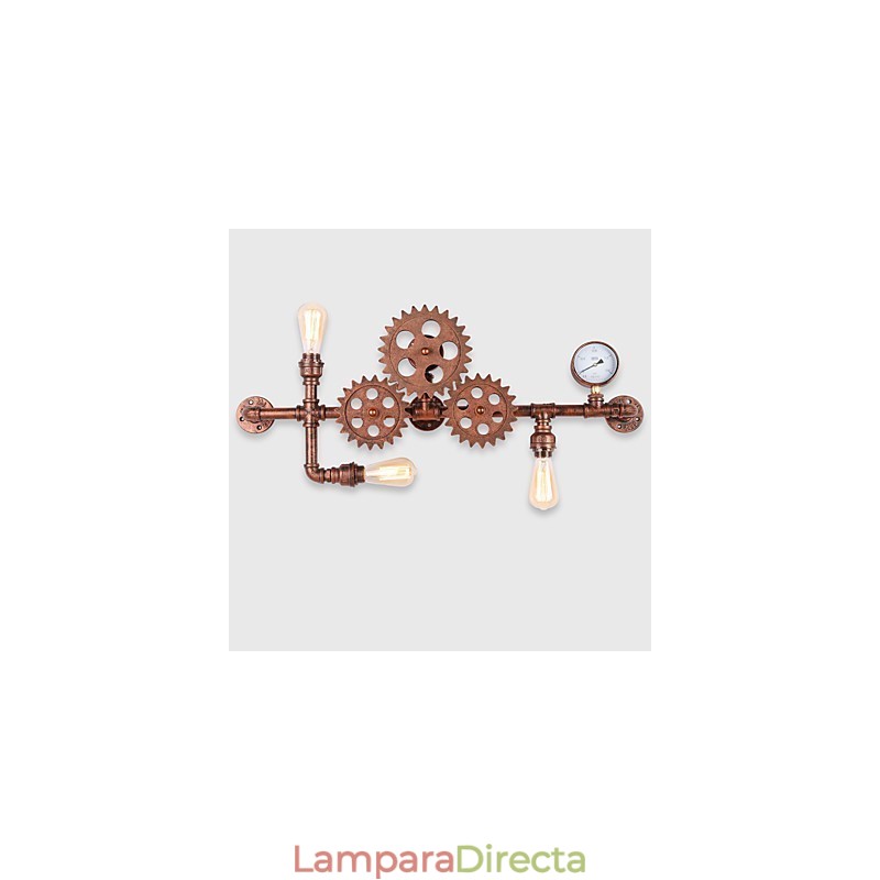 Lámparas de pared de tubo industriales vintage con forma de timón de madera, luces giratorias creativas, iluminación decorativa para restaurantes, cafeterías y bares.