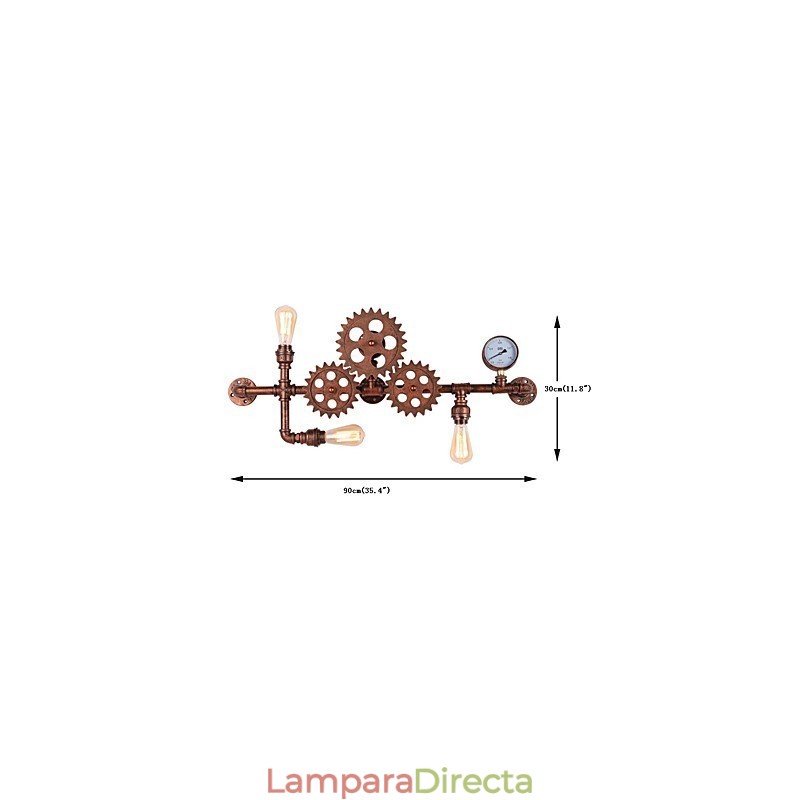 Lámparas de pared de tubo industriales vintage con forma de timón de madera, luces giratorias creativas, iluminación decorativa para restaurantes, cafeterías y bares.