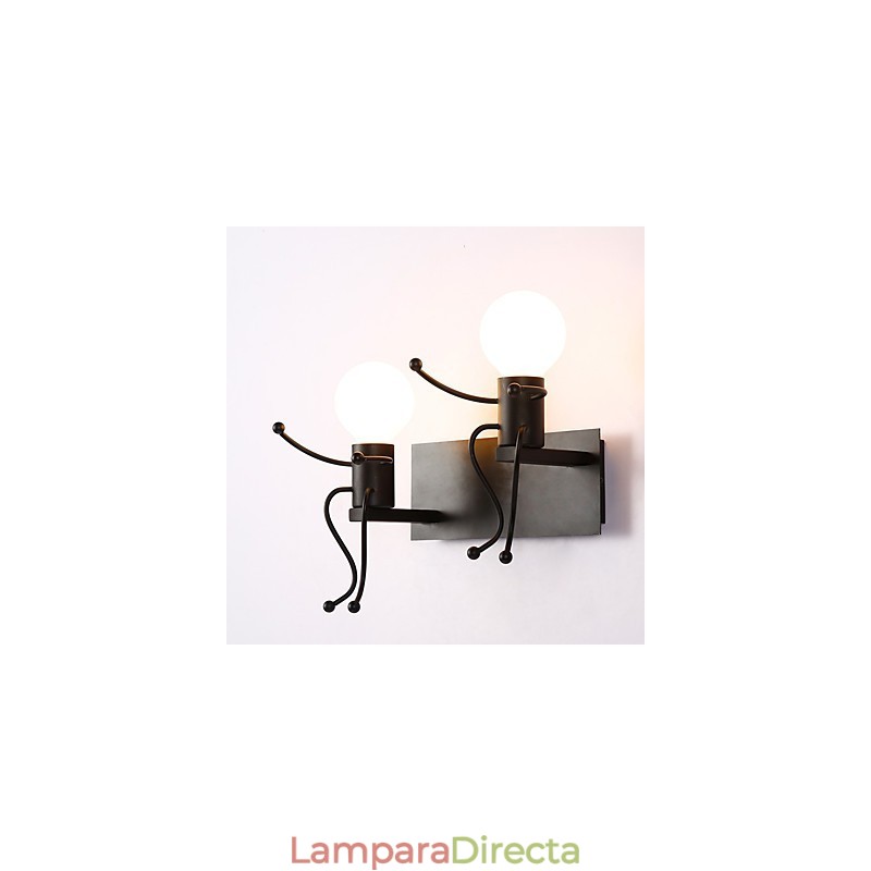 Aplique de pared industrial vintage de metal con forma de robot, estilo loft, rústico, para bar, cafetería, entrada, pasillo, lámpara de pared, color blanco y negro opcional.