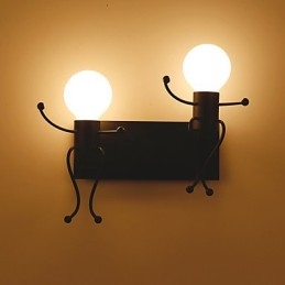 Aplique de pared industrial vintage de metal con forma de robot, estilo loft, rústico, para bar, cafetería, entrada, pasillo, lámpara de pared, color blanco y negro opcional.