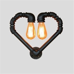 Lámpara de pared creativa con forma de corazón y tubería de agua vintage, estilo industrial, para sala de estar, restaurante, bar, cafetería, decoración de pared.