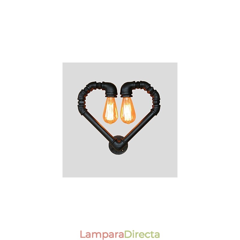 Lámpara de pared creativa con forma de corazón y tubería de agua vintage, estilo industrial, para sala de estar, restaurante, bar, cafetería, decoración de pared.