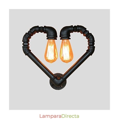 Lámpara de pared creativa con forma de corazón y tubería de agua vintage, estilo industrial, para sala de estar, restaurante, bar, cafetería, decoración de pared. Lámpara de pared creativa con forma de corazón y tubería de agua vintage, estilo industrial, para sala de estar, restaurante, bar, cafetería, decoración de pared.