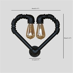 Lámpara de pared creativa con forma de corazón y tubería de agua vintage, estilo industrial, para sala de estar, restaurante, bar, cafetería, decoración de pared.